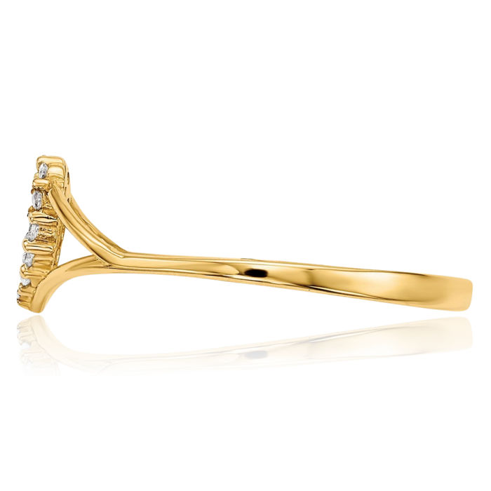 14K Solid Yellow Gold Cubic Zirconia CZ Heart Ring Love Band