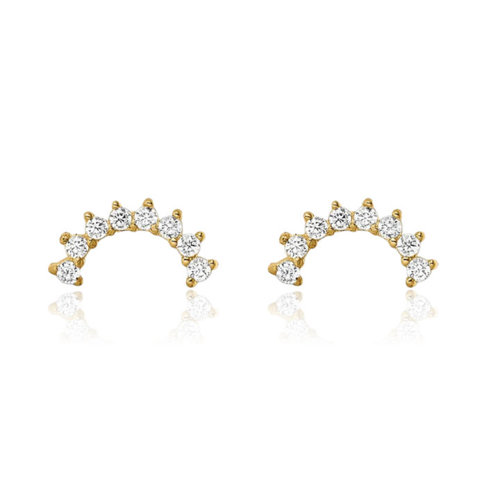 14K Solid Yellow Gold Cubic Zirconia CZ Stud Earrings