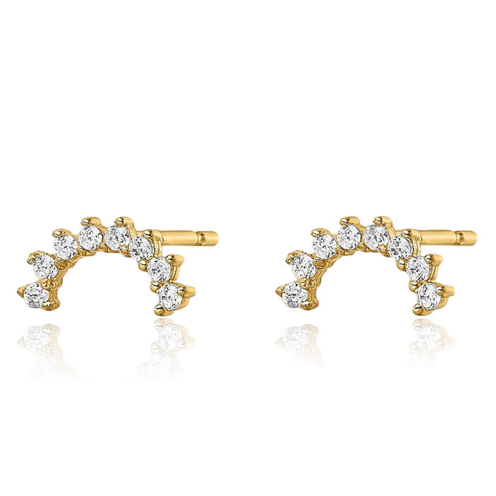 14K Solid Yellow Gold Cubic Zirconia CZ Stud Earrings