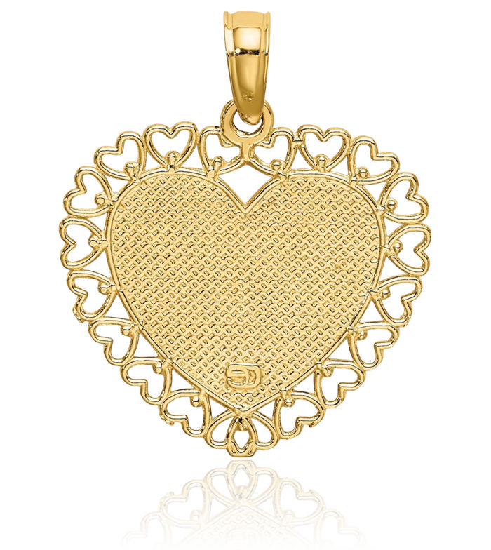 14K Solid Yellow Gold Daddys Little Girl Heart Necklace Love Pendant Charm