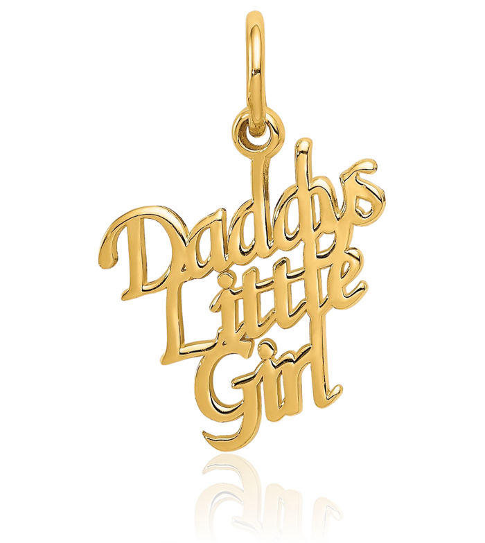 14K Solid Yellow Gold Daddys Little Girl Necklace Chain Pendant Charm
