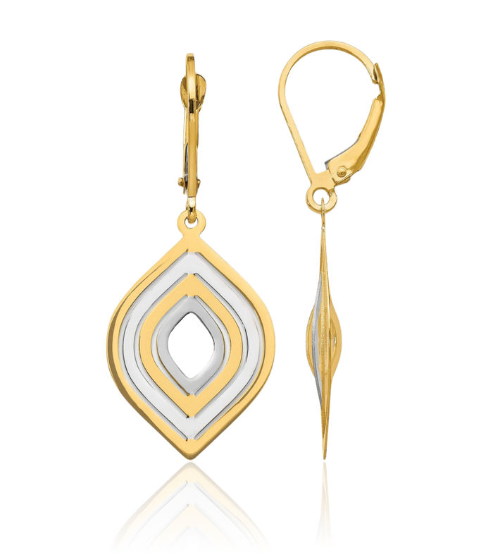 14K Solid Yellow Gold Drop Dangle Earrings