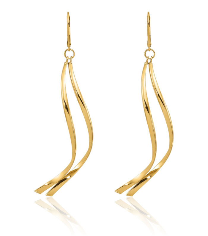 14K Solid Yellow Gold Drop Dangle Earrings