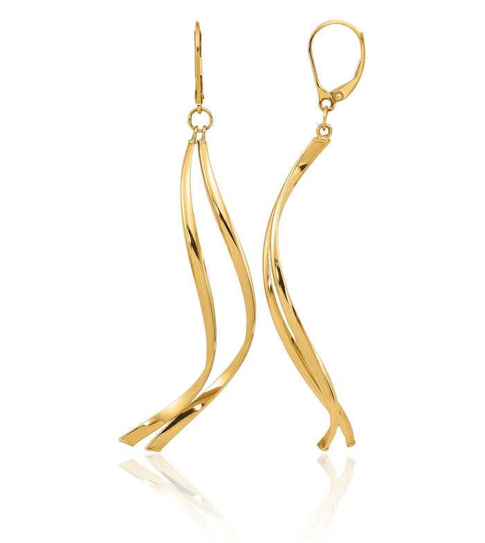 14K Solid Yellow Gold Drop Dangle Earrings