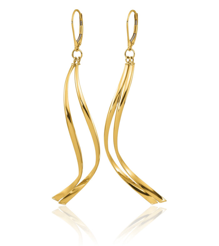 14K Solid Yellow Gold Drop Dangle Earrings