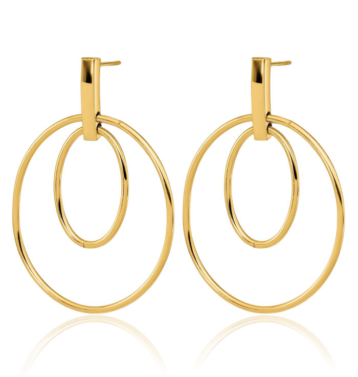 14K Solid Yellow Gold Post Drop Dangle Earrings