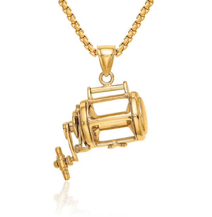 14k fishing reel pendant BillyTheTree Jewelry Yellow Gold Moveable 3-D : Clothing, Shoes & Jewelry Product Weight Weighs approximately 13.93 grams 14k Two-Tone Gold Nautical Charm