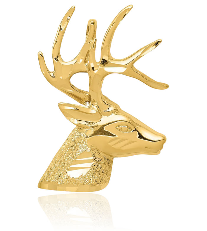 14K Solid Yellow Gold Deer Necklace Chain Pendant Charm