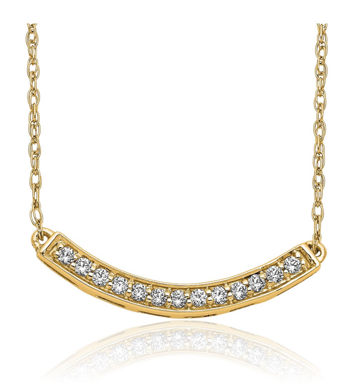 14K Solid Yellow Gold Diamond Bar Necklace Chain