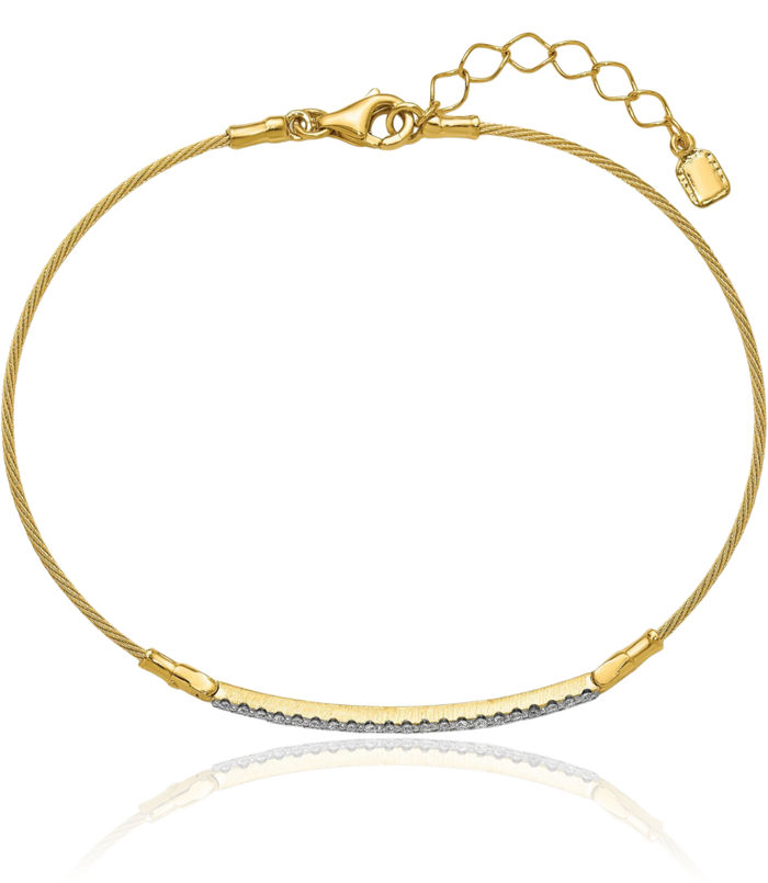 14K Solid Yellow Gold Diamond Bar Wire Tennis Bracelet