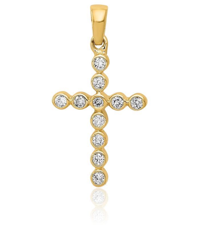 14K Solid Yellow Gold Diamond Latin Mexican Holy Cross Necklace Religious Chain Pendant Jesus Christ Charm