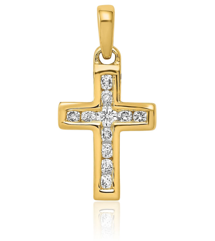 14K Solid Yellow Gold Diamond Latin Mexican Holy Cross Necklace Religious Chain Pendant Jesus Christ Christian Charm