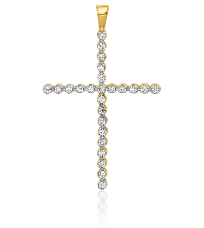 14K Solid Yellow Gold Diamond Latin Mexican Holy Cross Necklace Religious Chain Pendant Jesus Christ Charm