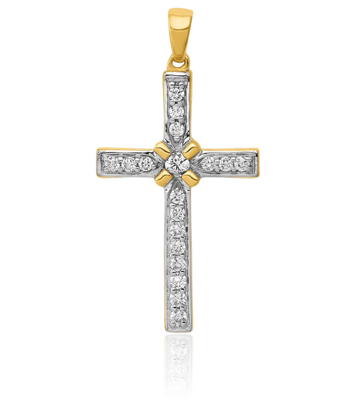 14K Solid Yellow Gold Diamond Latin Mexican Holy Cross Necklace Religious Chain Pendant Jesus Christ Charm