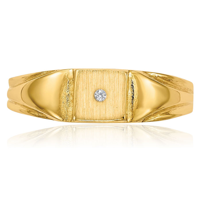 14K Solid Yellow Gold Diamond Custom Engraved Signet Ring Handmade Personalized Monogram Initial Letter Band