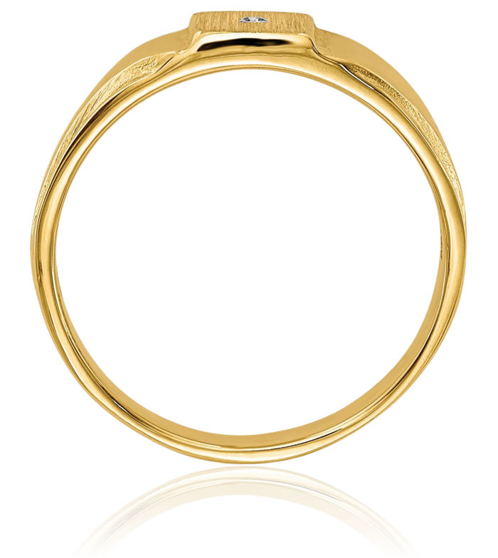 14K Solid Yellow Gold Diamond Custom Engraved Signet Ring Handmade Personalized Monogram Initial Letter Band