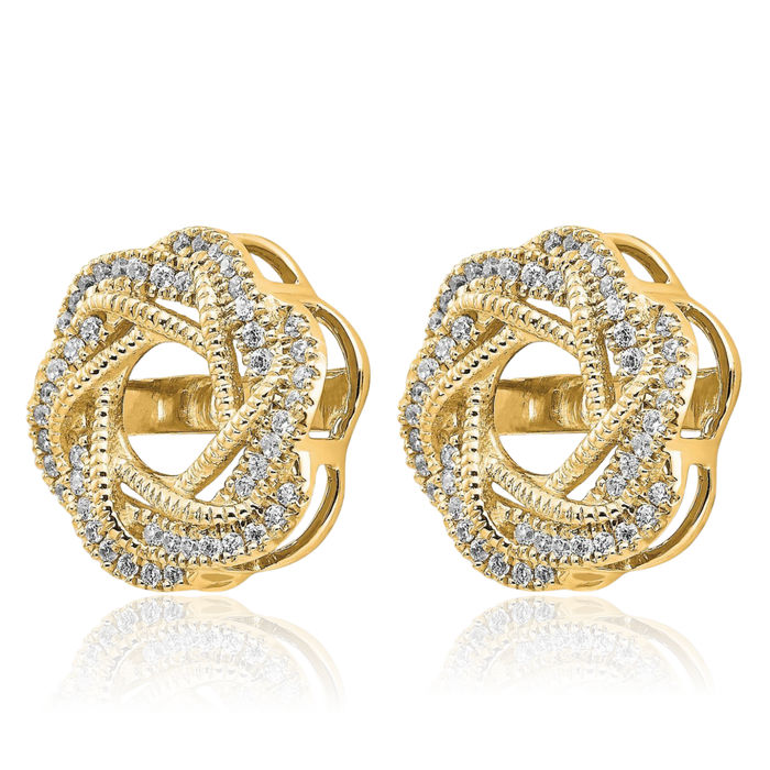14K Solid Yellow Gold Diamond Earring Jackets for Studs