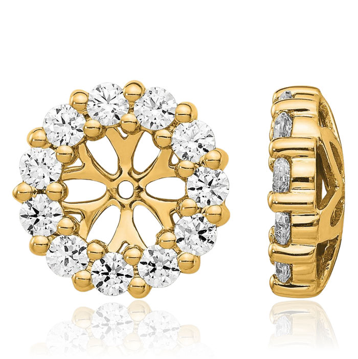 14K Solid Yellow Gold Diamond Earring Jackets for Studs