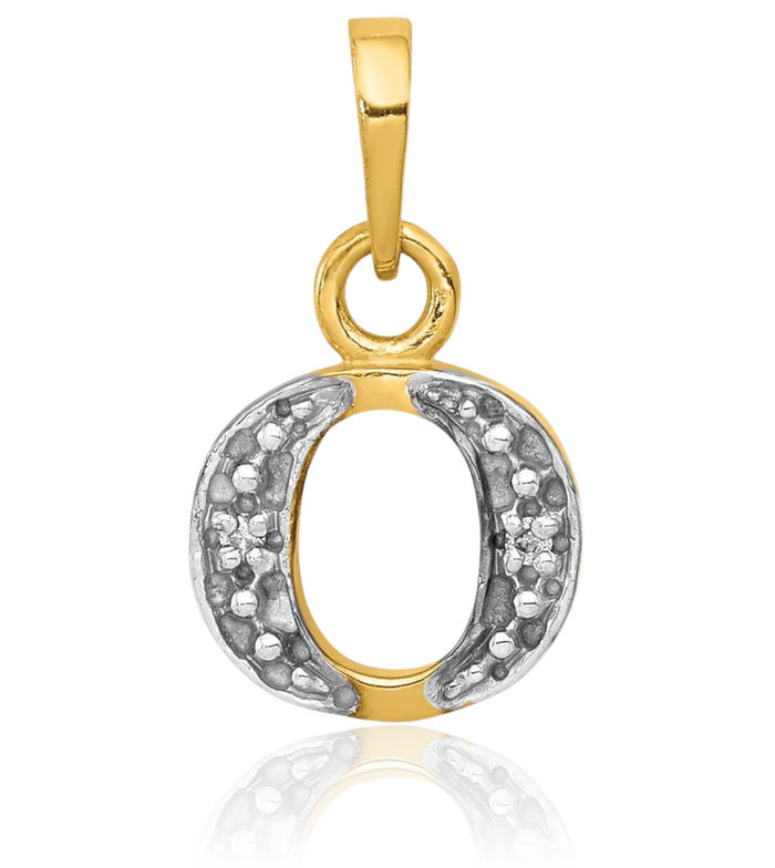 14K Solid Yellow Gold Diamond Dainty Letter O Initial Name Monogram Necklace Chain Pendant Charm