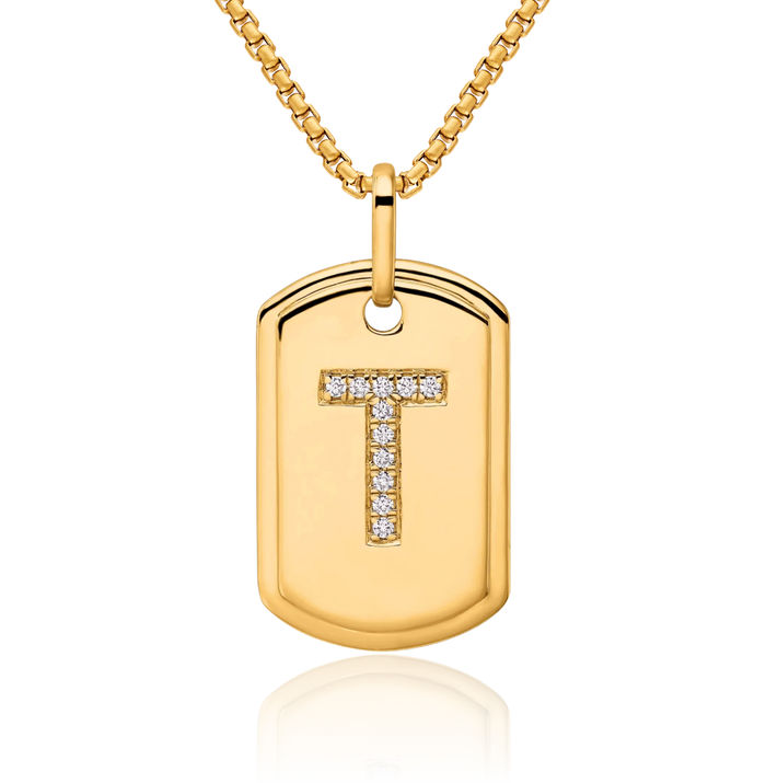 14k Yellow Gold Letter T Initial Slide Pendant