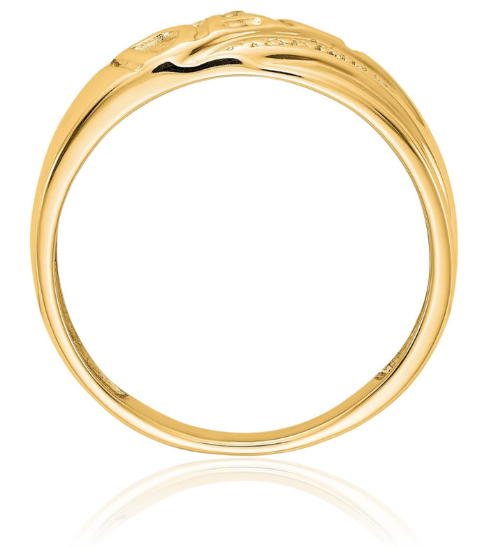 14K Solid Yellow Gold Diamond Mens Dad Ring