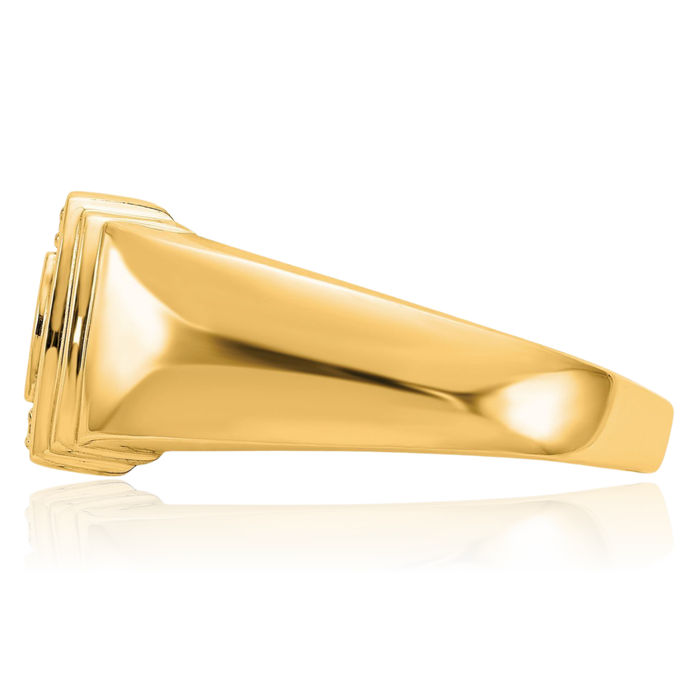 14K Solid Yellow Gold Diamond Mens Dad Ring