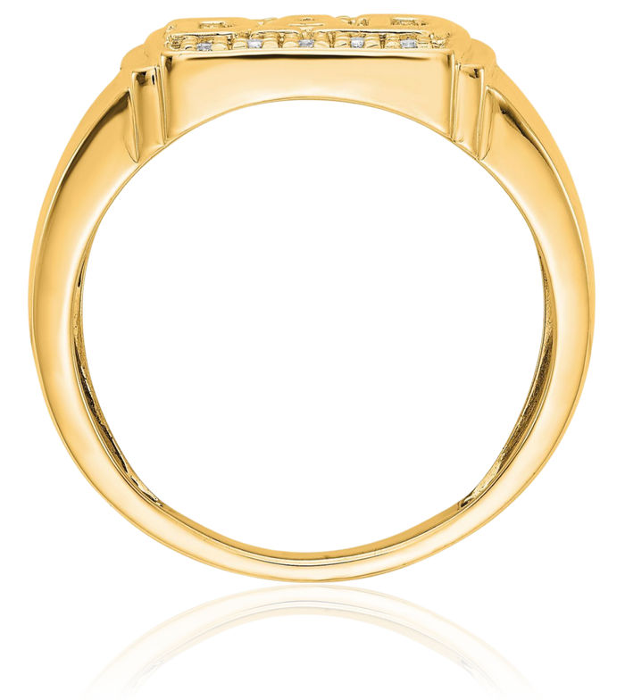 14K Solid Yellow Gold Diamond Mens Dad Ring