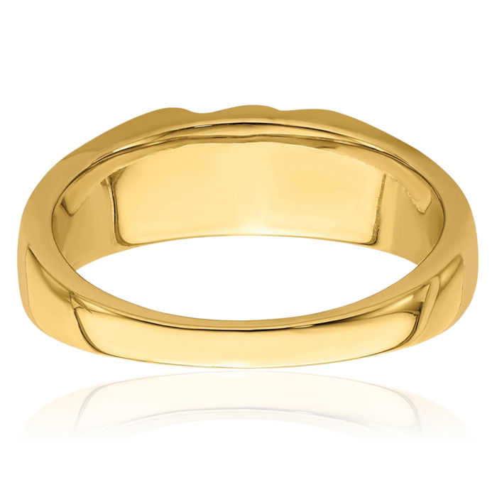 14K Solid Yellow Gold Diamond Mens Ring