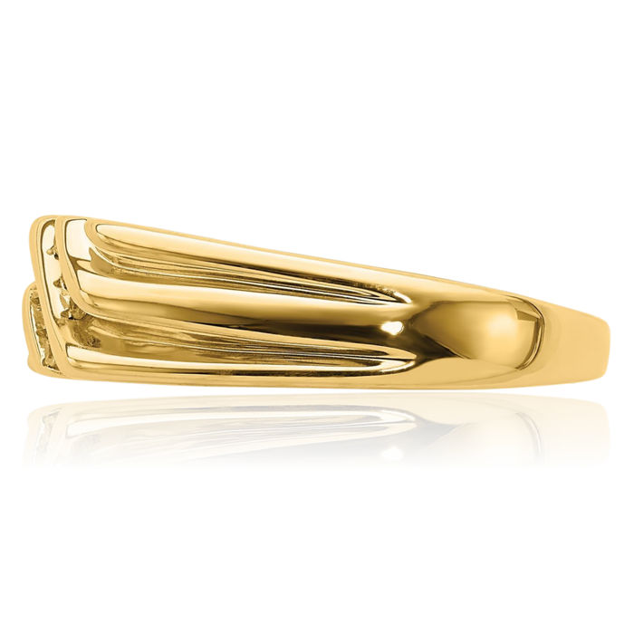 14K Solid Yellow Gold Diamond Mens Ring