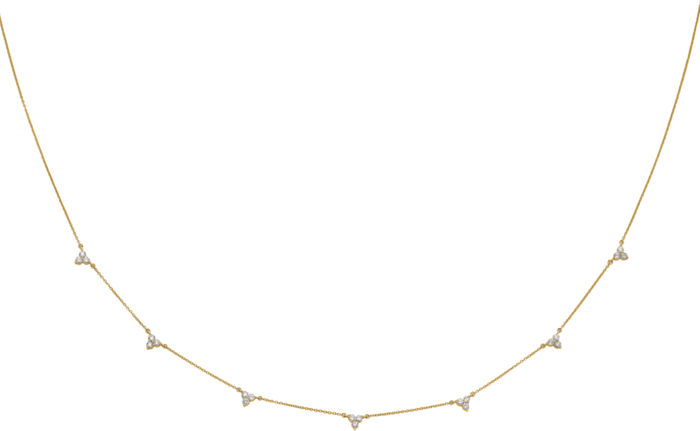 14K Solid Yellow Gold Diamond Multi Station Necklace Chain