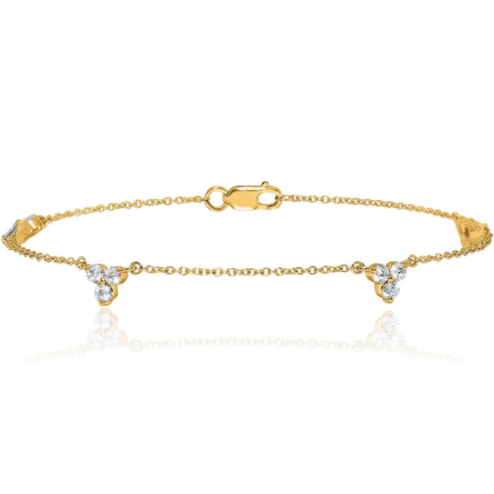 14K Solid Yellow Gold Diamond Multi Station Tennis Bracelet