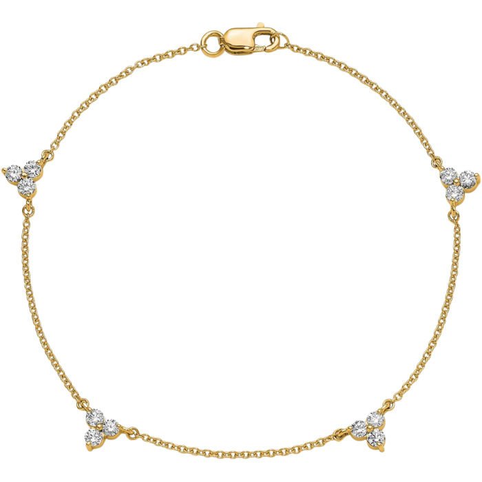 14K Solid Yellow Gold Diamond Multi Station Tennis Bracelet