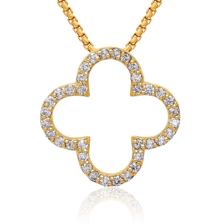 14K Solid Yellow Gold Diamond Necklace Chain Pendant Charm