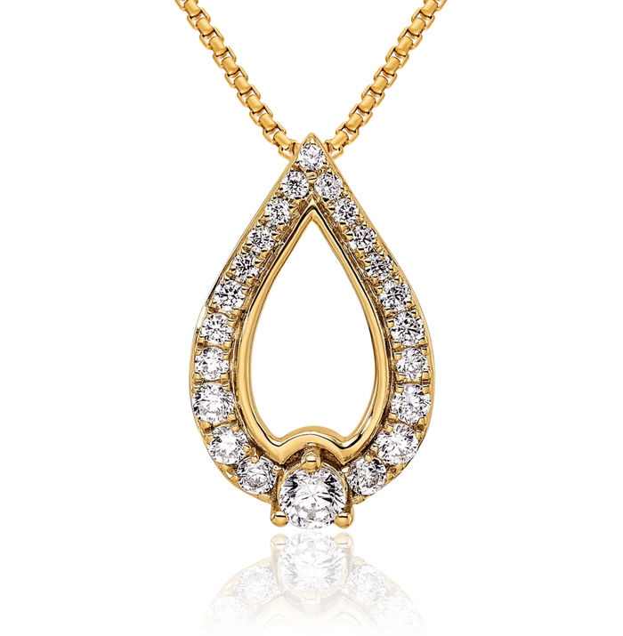 14K Solid Yellow Gold Diamond Necklace Chain Pendant Charm