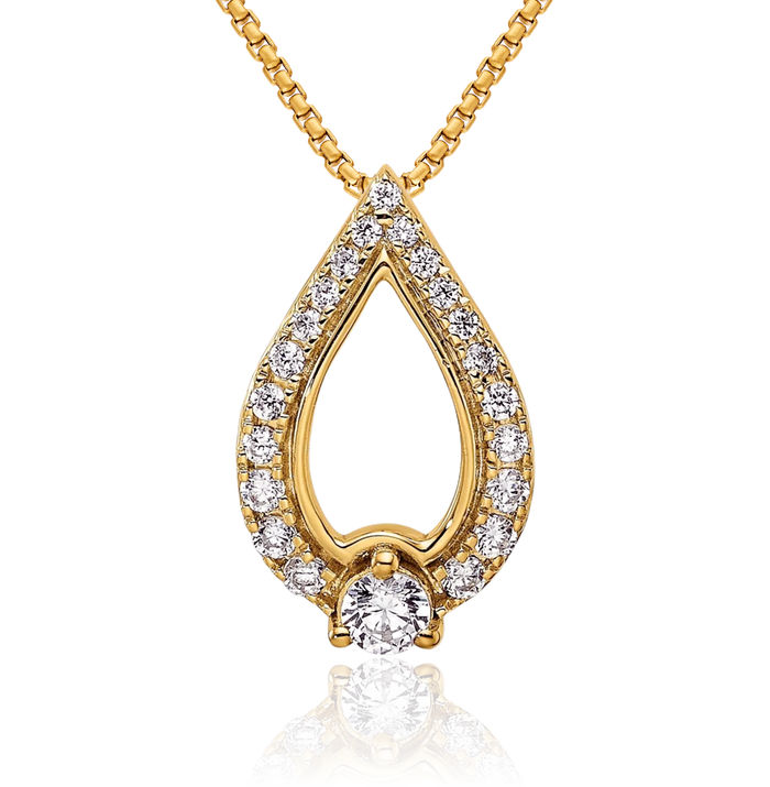 14K Solid Yellow Gold Diamond Necklace Chain Pendant Charm