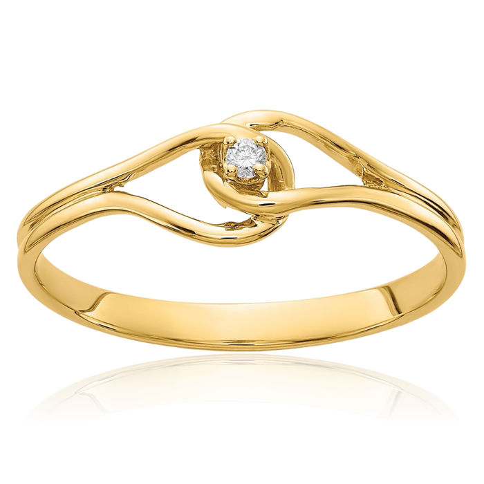 14K Solid Yellow Gold Diamond Ring