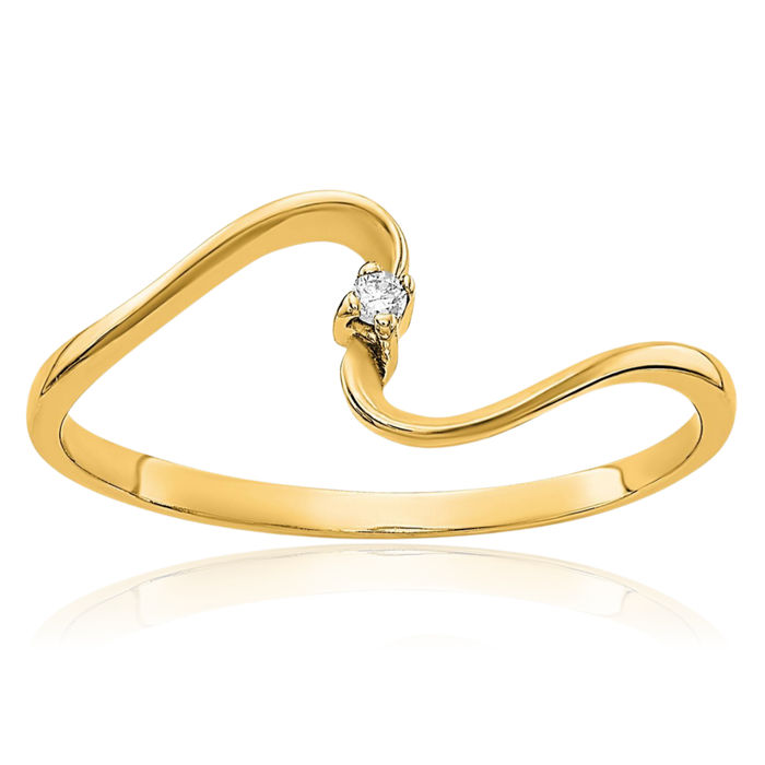 14K Solid Yellow Gold Diamond Ring