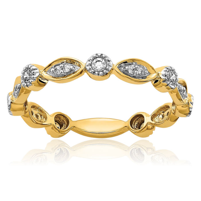 14K Solid Yellow Gold Diamond Ring