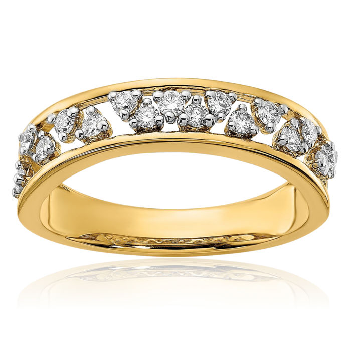 14K Solid Yellow Gold Diamond Ring