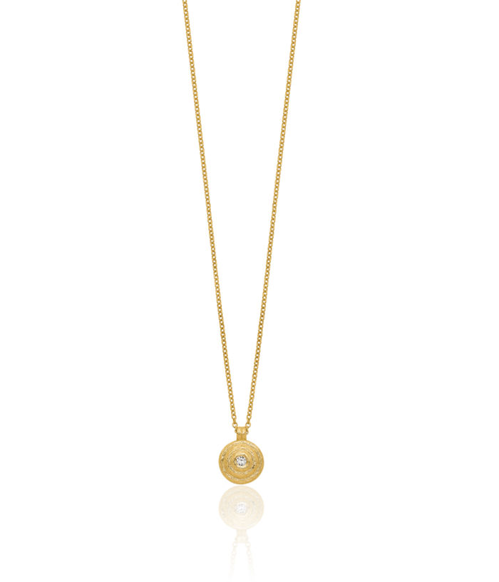 14K Solid Yellow Gold Diamond Round Geometric Necklace Chain