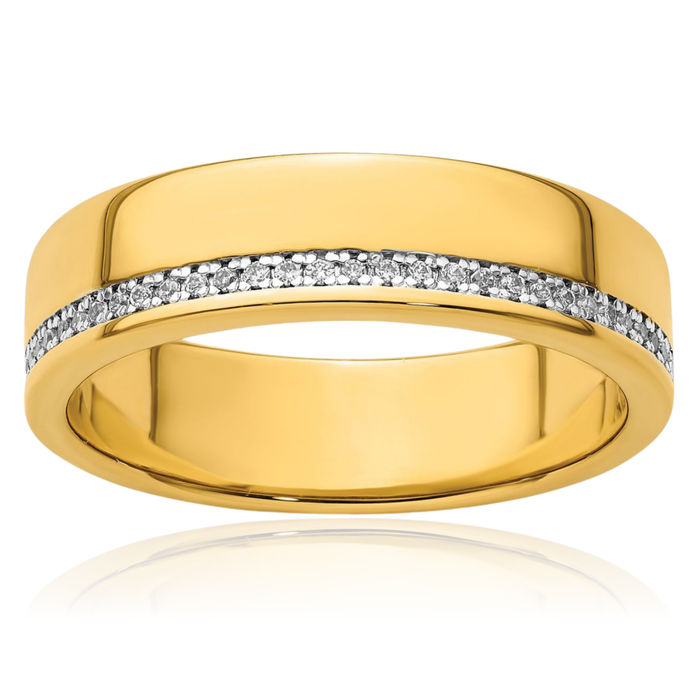 14K Solid Yellow Gold Diamond Row Wedding Band Statement Ring