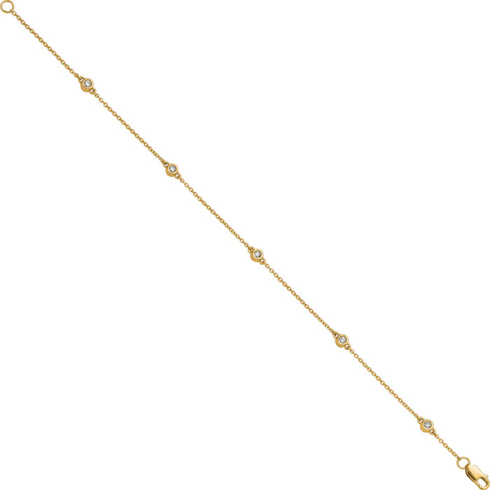 14K Solid Yellow Gold Lab Diamond Nine Station Bracelet Anklet