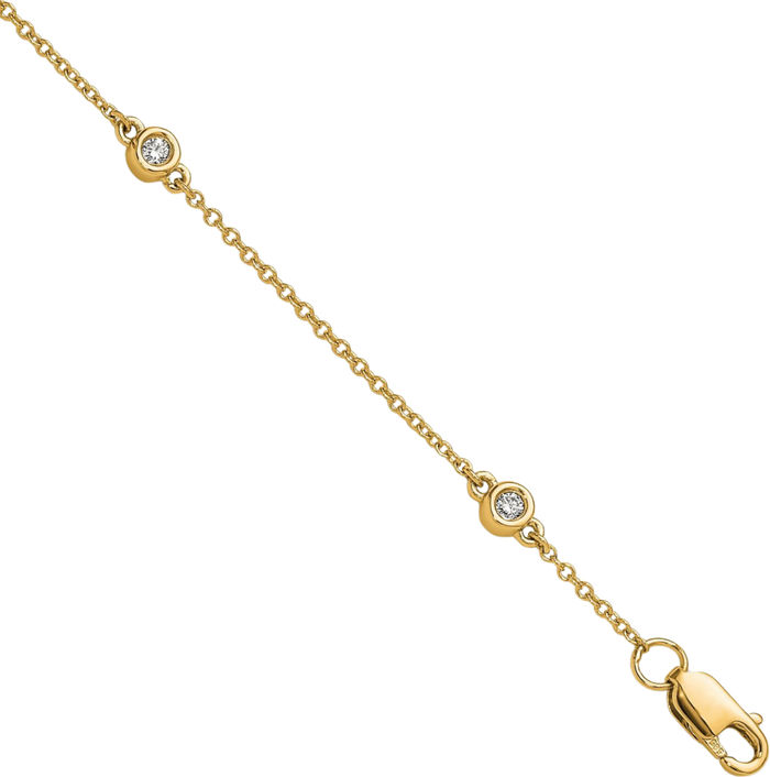 14K Solid Yellow Gold Lab Diamond Nine Station Bracelet Anklet