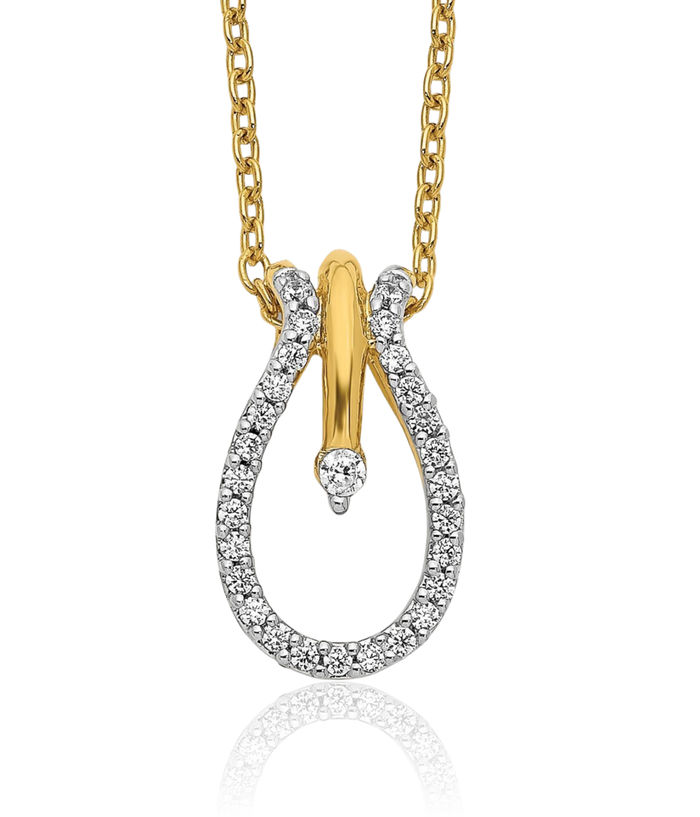 14K Solid Yellow Gold Diamond Teardrop Necklace Chain