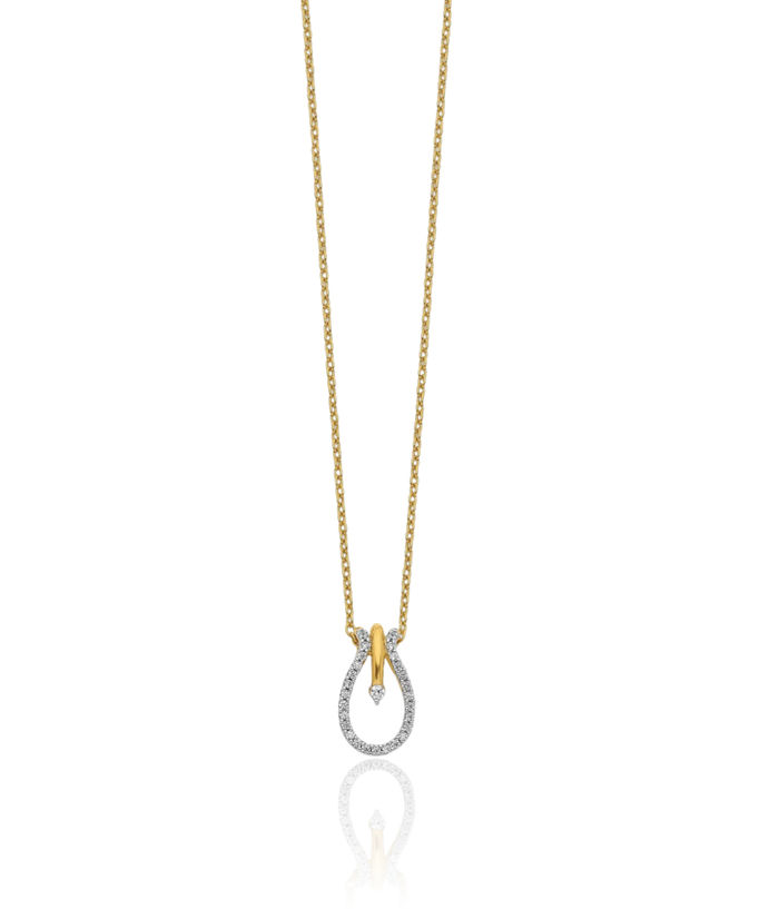 14K Solid Yellow Gold Diamond Teardrop Necklace Chain