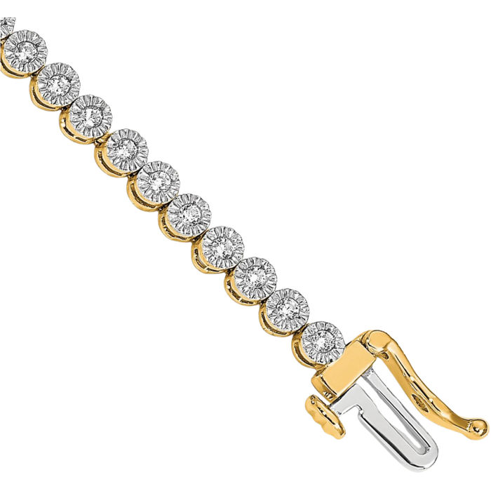 14K Solid Yellow Gold Lab Diamond Tennis Bracelet