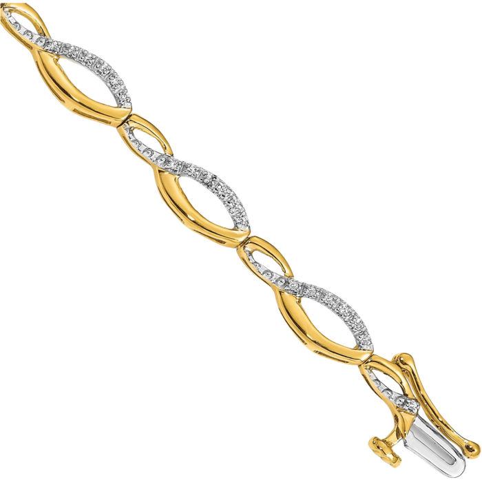 14K Solid Yellow Gold Diamond Tennis Bracelet