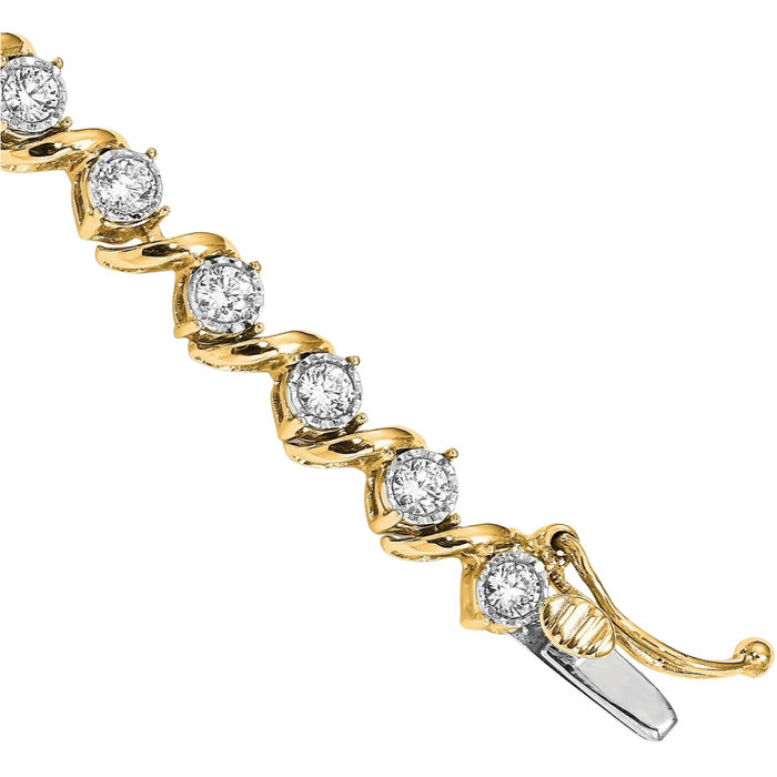 14K Solid Yellow Gold Lab Diamond Tennis Bracelet