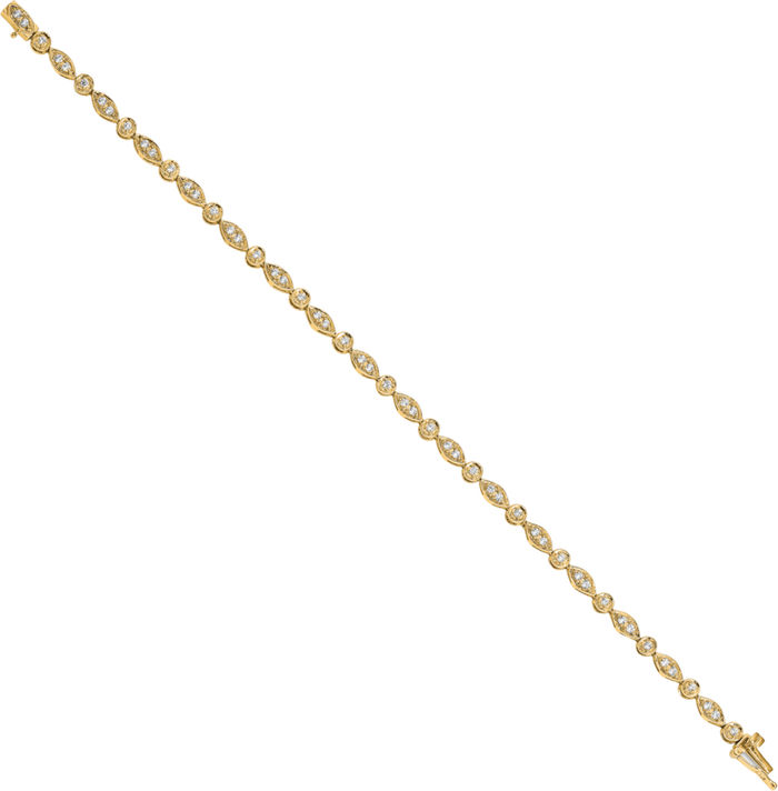 14K Solid Yellow Gold Diamond Tennis Bracelet