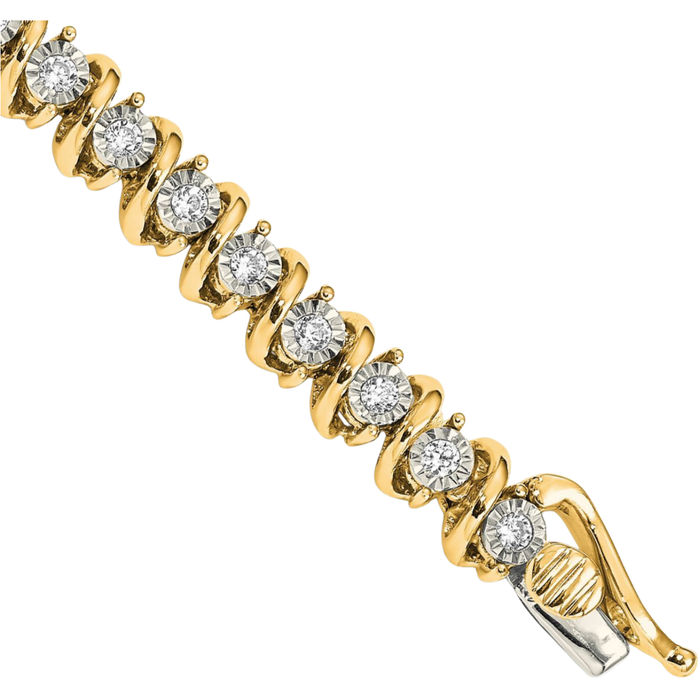 14K Solid Yellow Gold Lab Diamond Tennis Bracelet